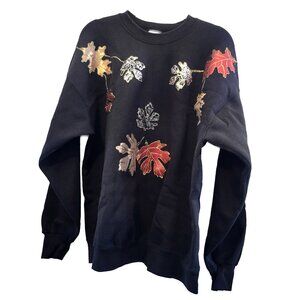 Vintage 1990s Autumn Vibes Fall Leaves Sweater | Handmade One of a Kind Puff Pai